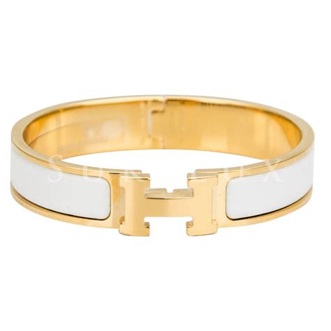 hermes clic clac white and gold|hermes click clack bracelet price.